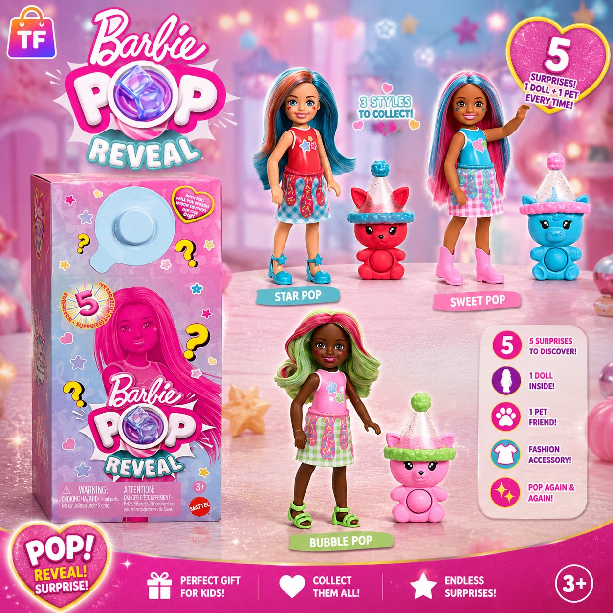 Barbie Pop Reveal Chelsea Shake Doll with Accessories
