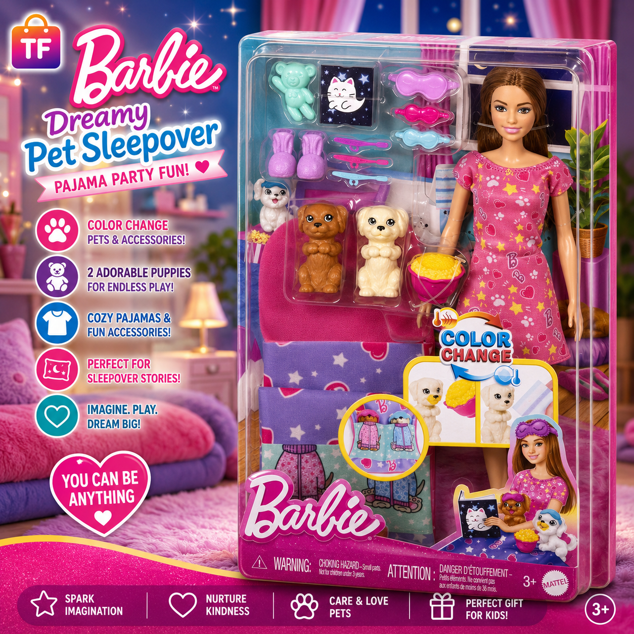 Barbie Puppy Slumber Party Doll Playset