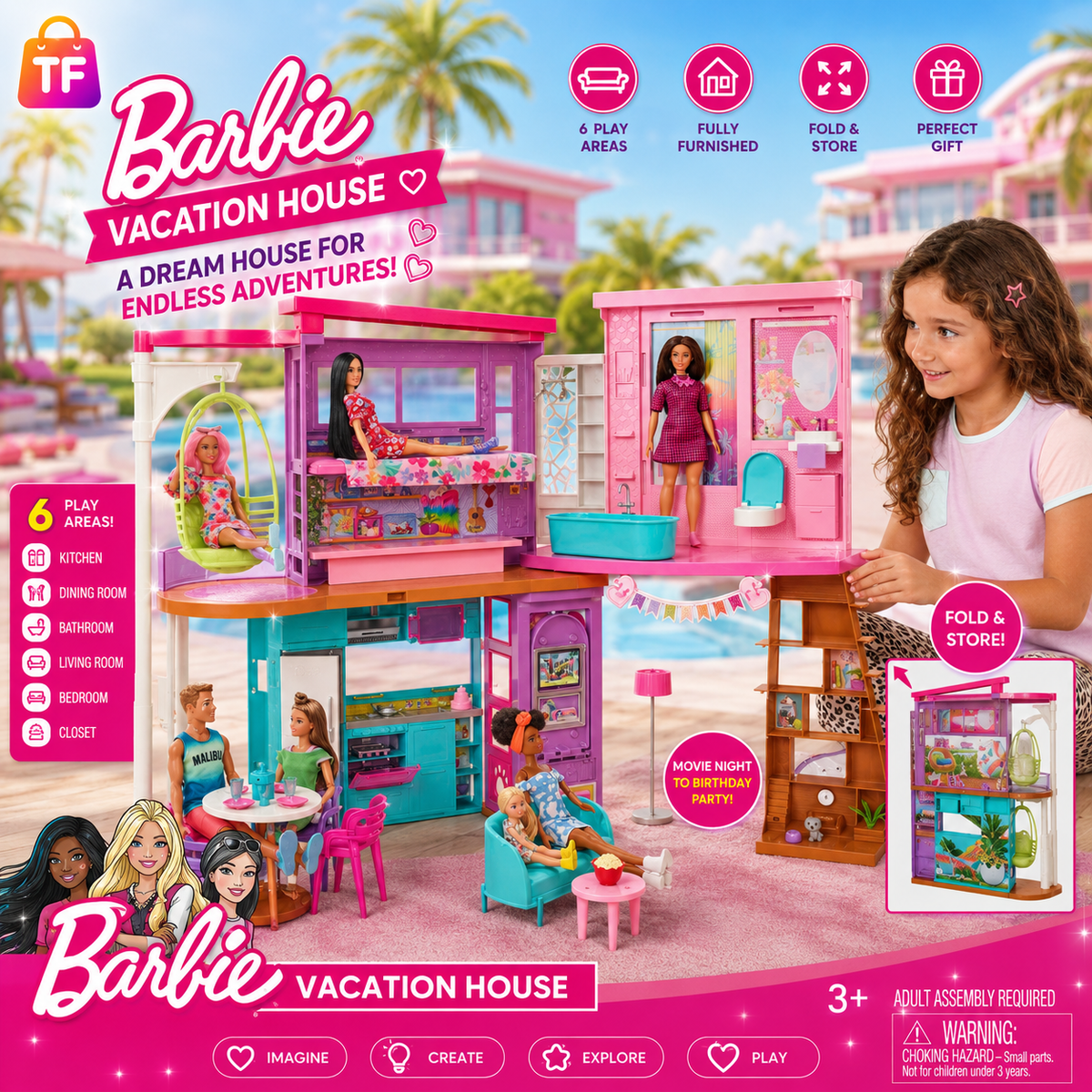 Barbie Vacation House Dollhouse Playset