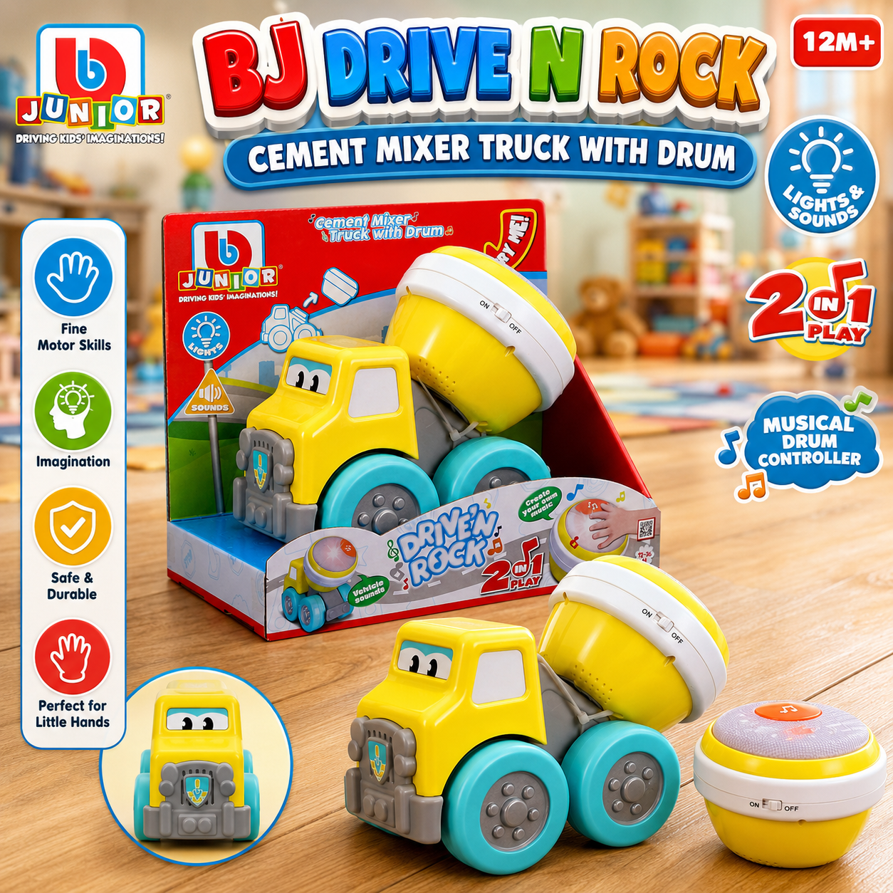 Bburago Junior Drive N Rock Cement Mixer with Drum