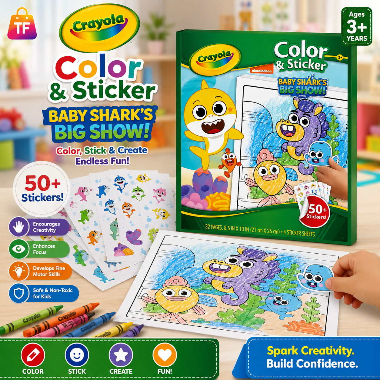 Crayola Color Wonder Baby Shark Coloring & Sticker Set