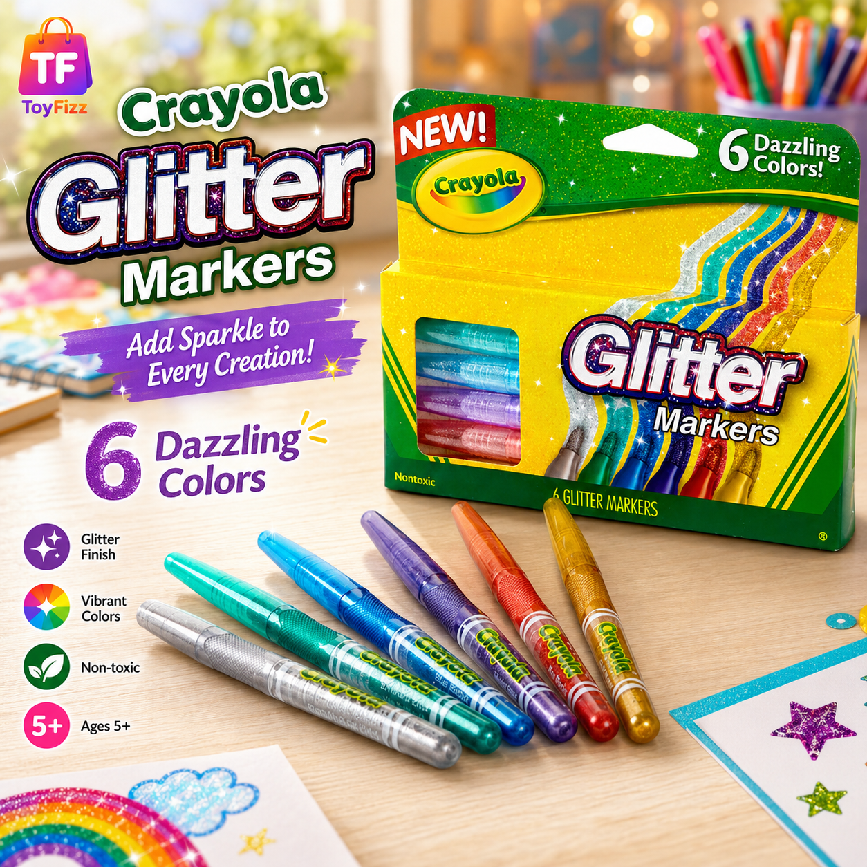 Crayola Glitter Markers - 6 Count