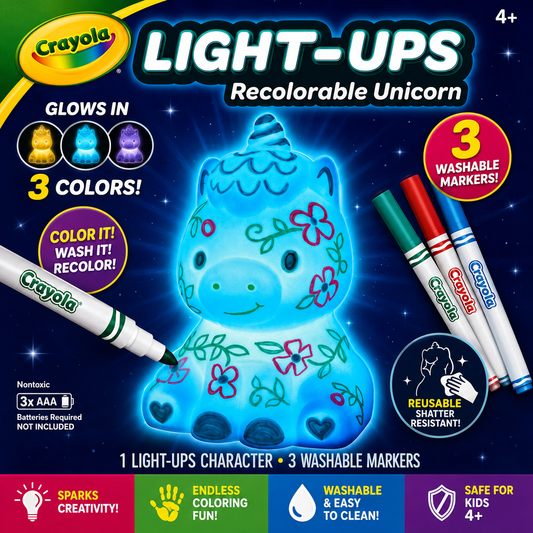 Crayola Light-Ups Recolorable Unicorn with Markers - Ages 4+