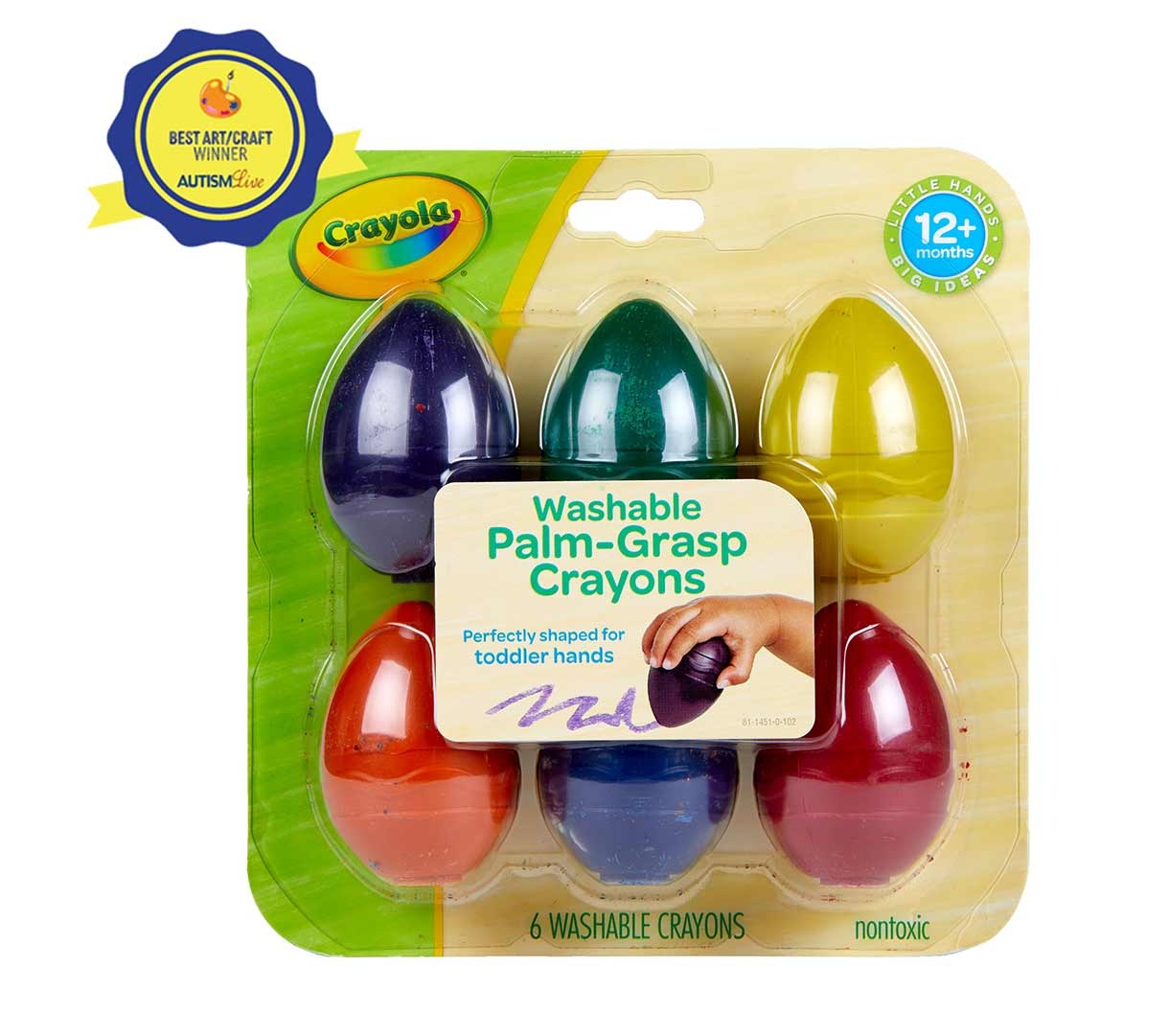 Crayola My First Washable Palm-Grasp Crayons - 6 Count - Ages 12M+