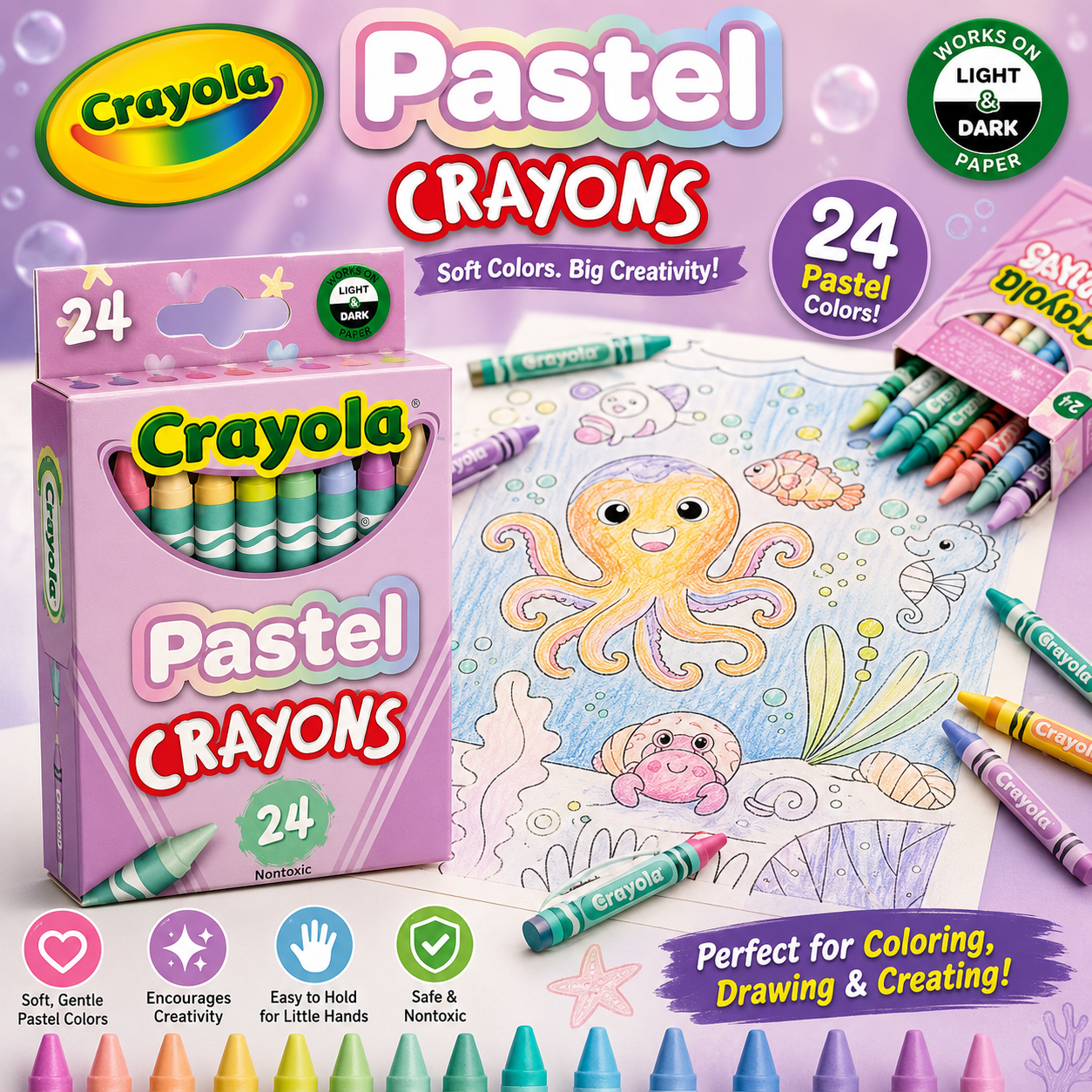 Crayola Pastel Crayons - 24 Count