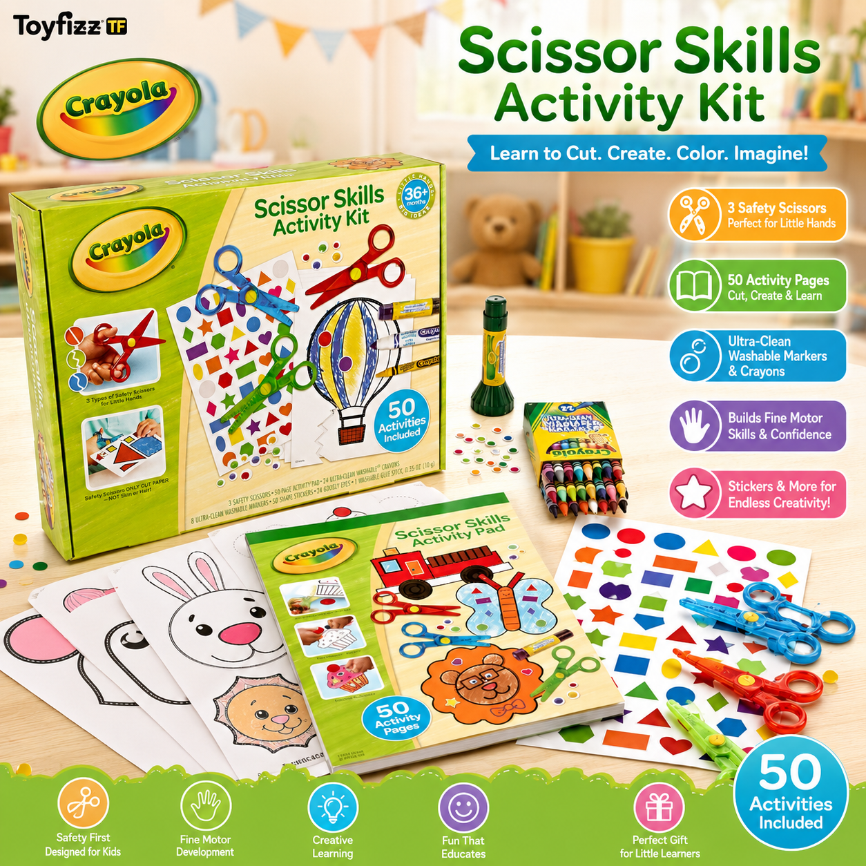 Crayola Scissor Skills Activity Kit - 50 Activities - Ages 36M+