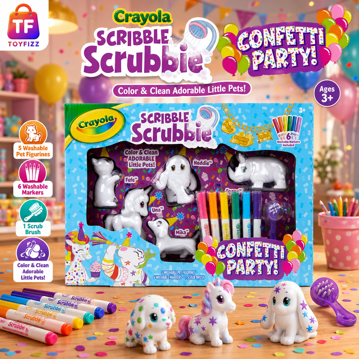 Crayola Scribble Scrubbie Confetti Party Pet Activity Set