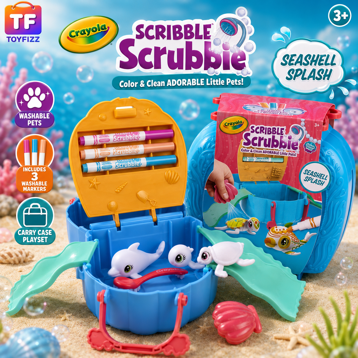 Crayola Scribble Scrubbie Ocean Pets Carry Case Set