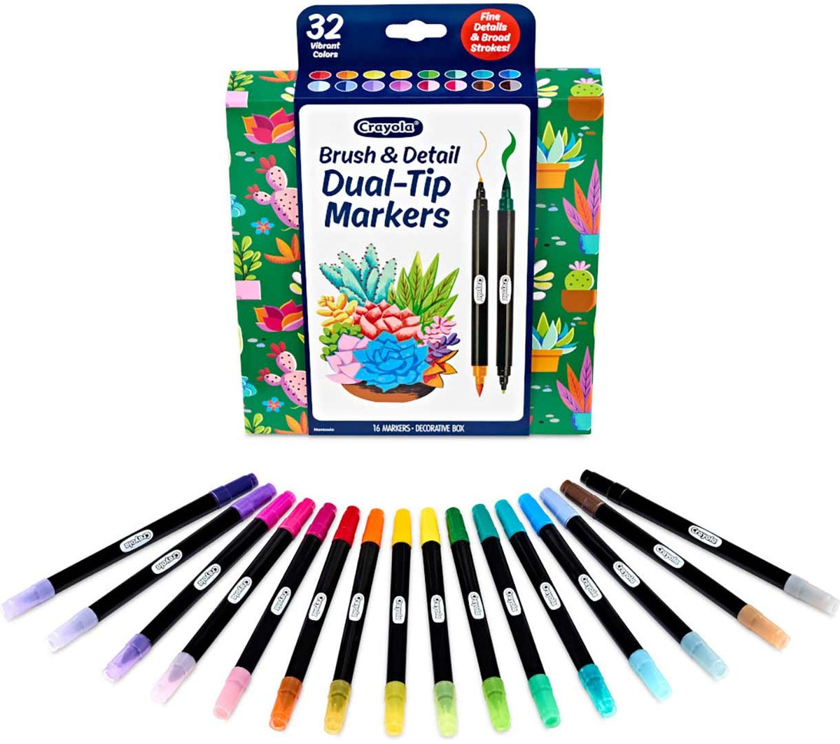 Crayola Signature Brush & Detail Dual-Tip Markers - 16 Count