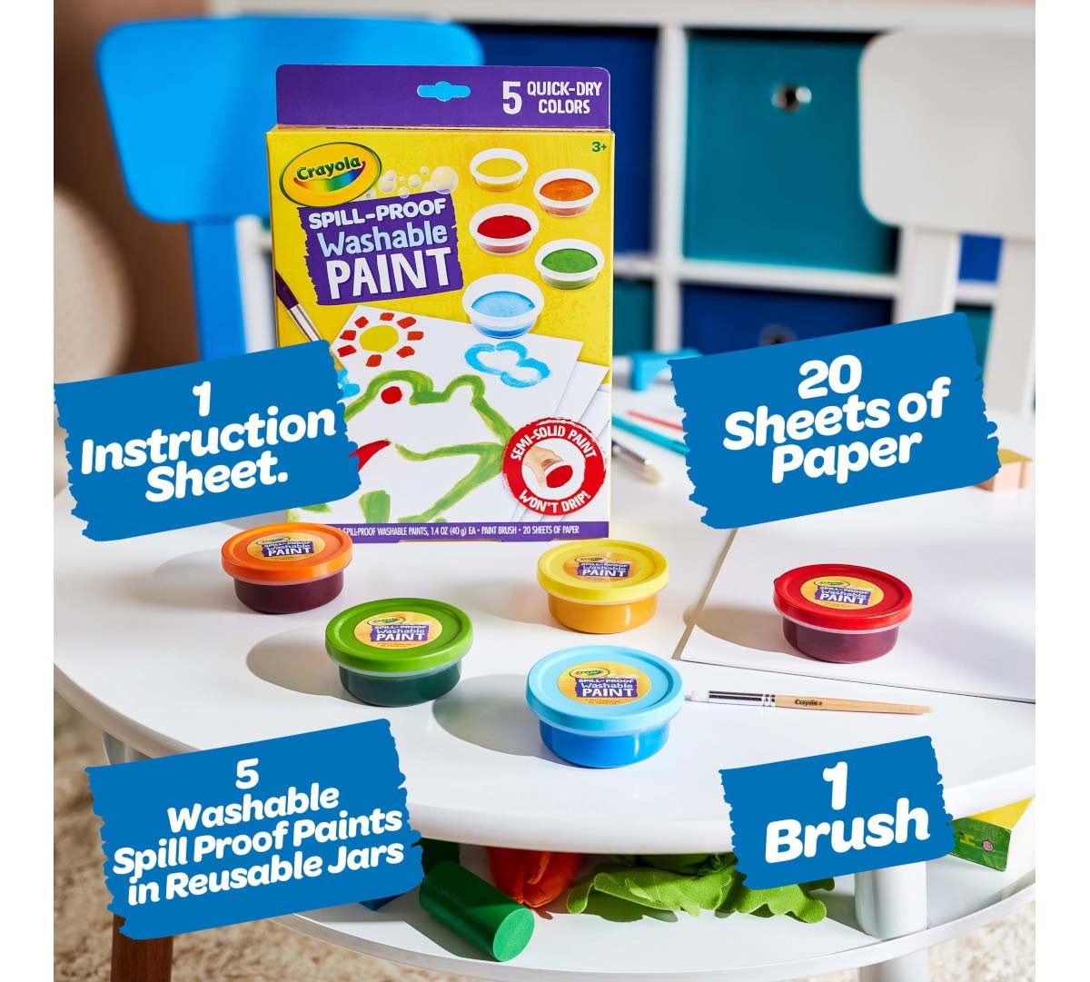 Crayola Spill-Proof Washable Paint Kit - 5 Colors