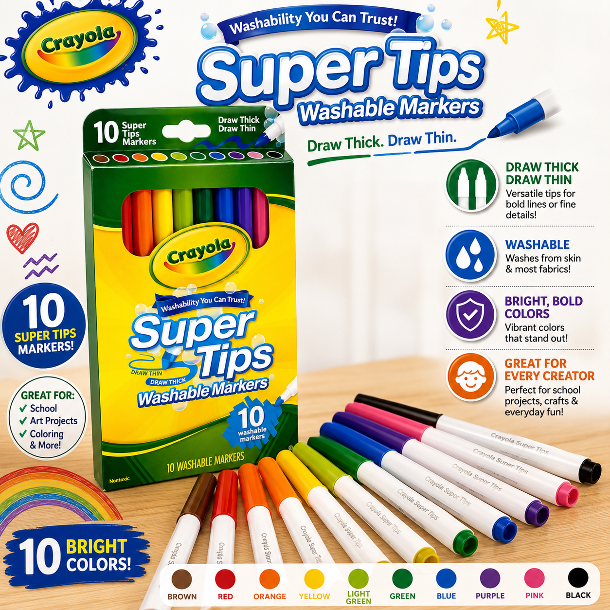 Crayola Super Tips Markers - 10 Count