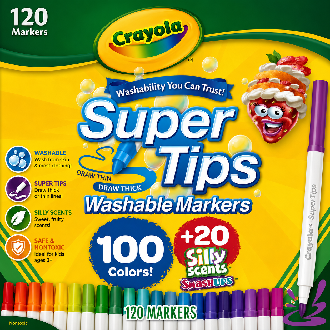 Crayola Super Tips Washable Markers with Silly Scents - 120 Count