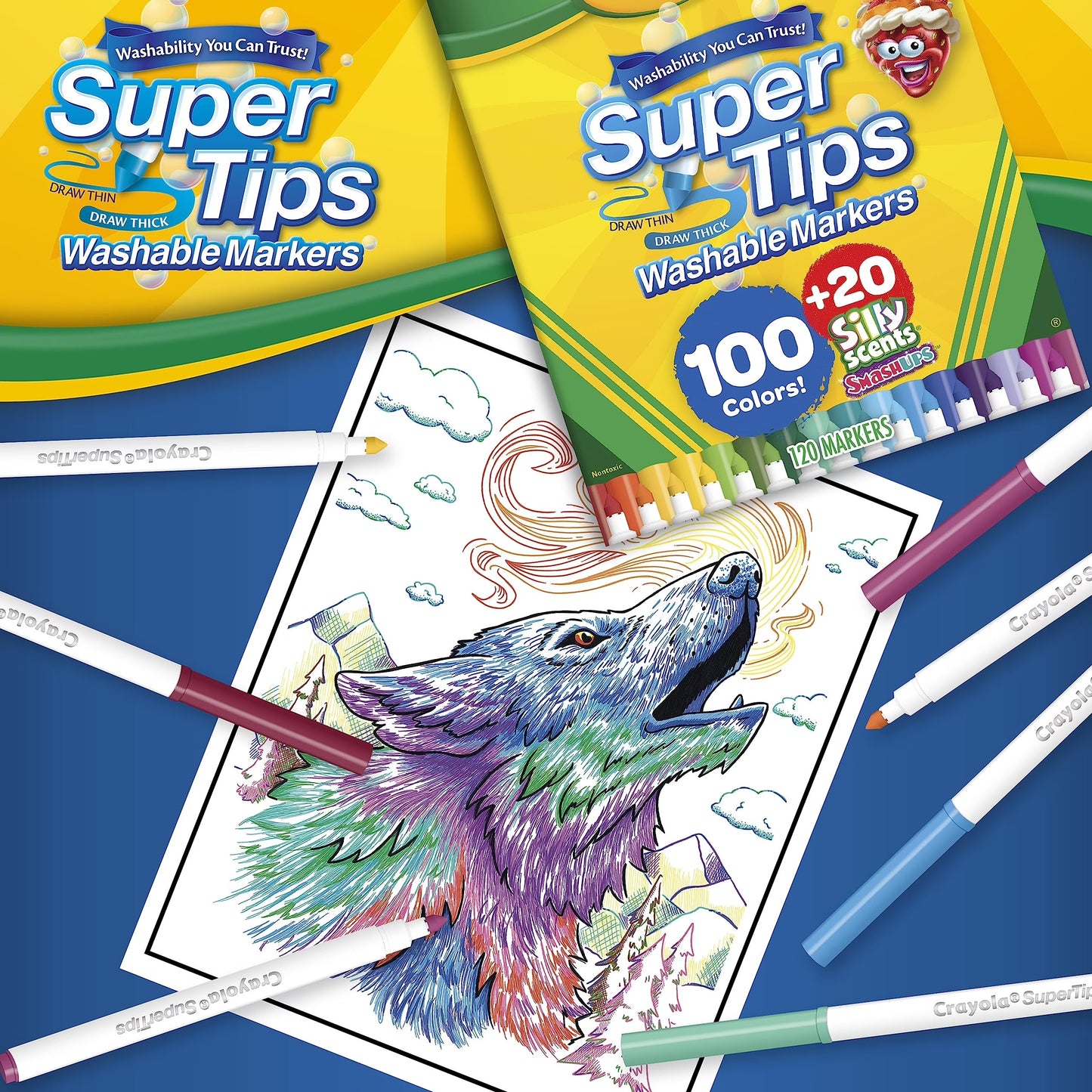 Crayola Super Tips Washable Markers with Silly Scents - 120 Count