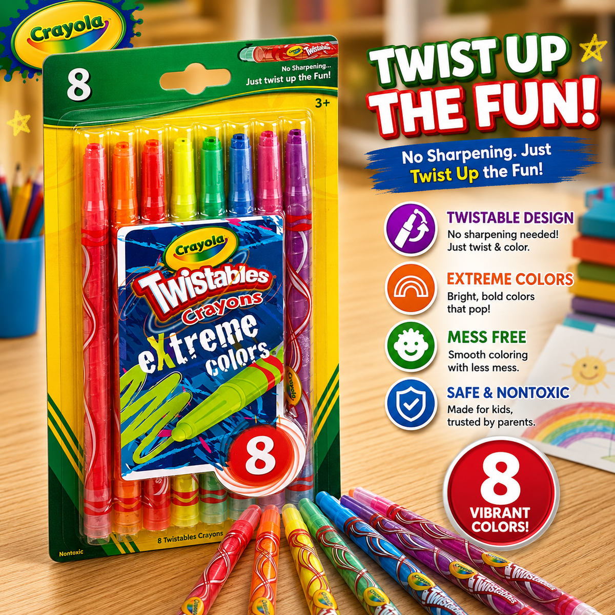 Crayola Twistables Extreme Colors Crayons - 8 Count