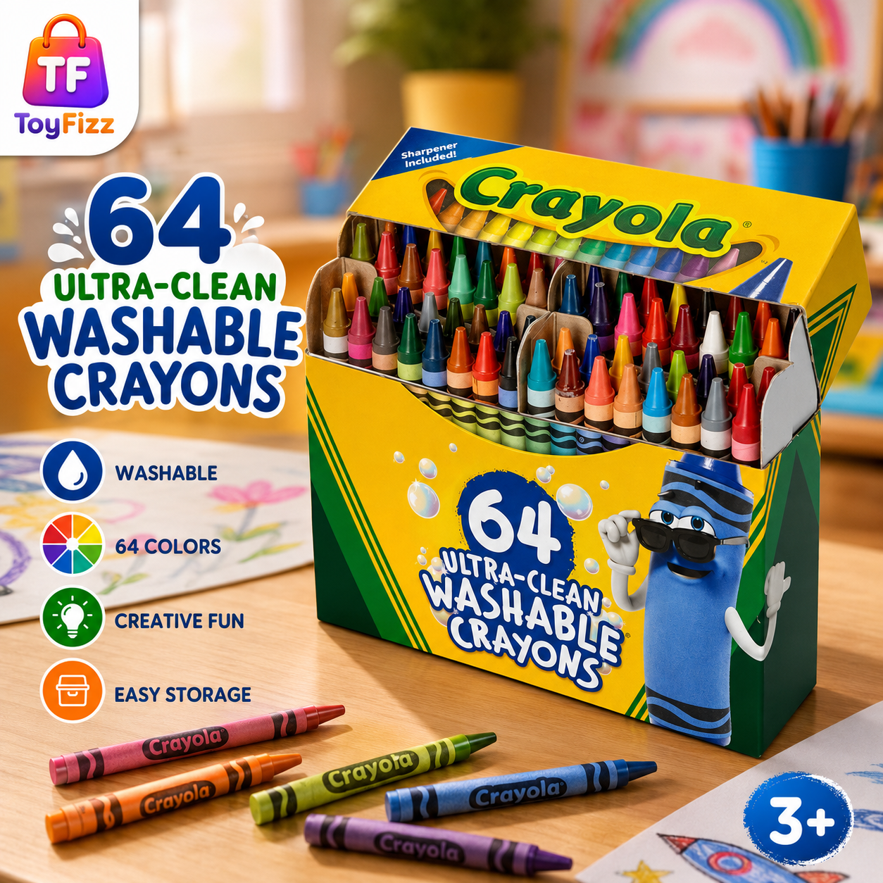 Crayola Ultra-Clean Washable Crayons - 64 Count
