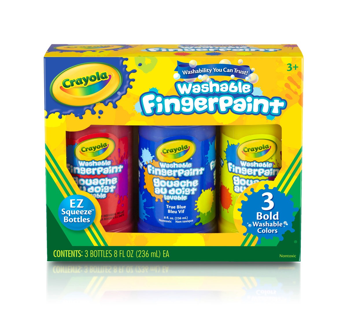 Crayola Washable Finger Paints - 3 Tubs, Primary Colors