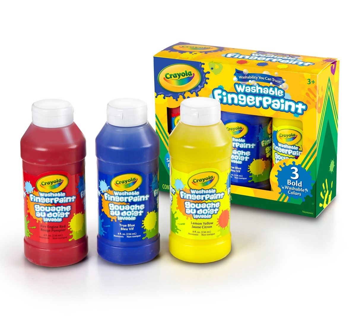 Crayola Washable Finger Paints - 3 Tubs, Primary Colors
