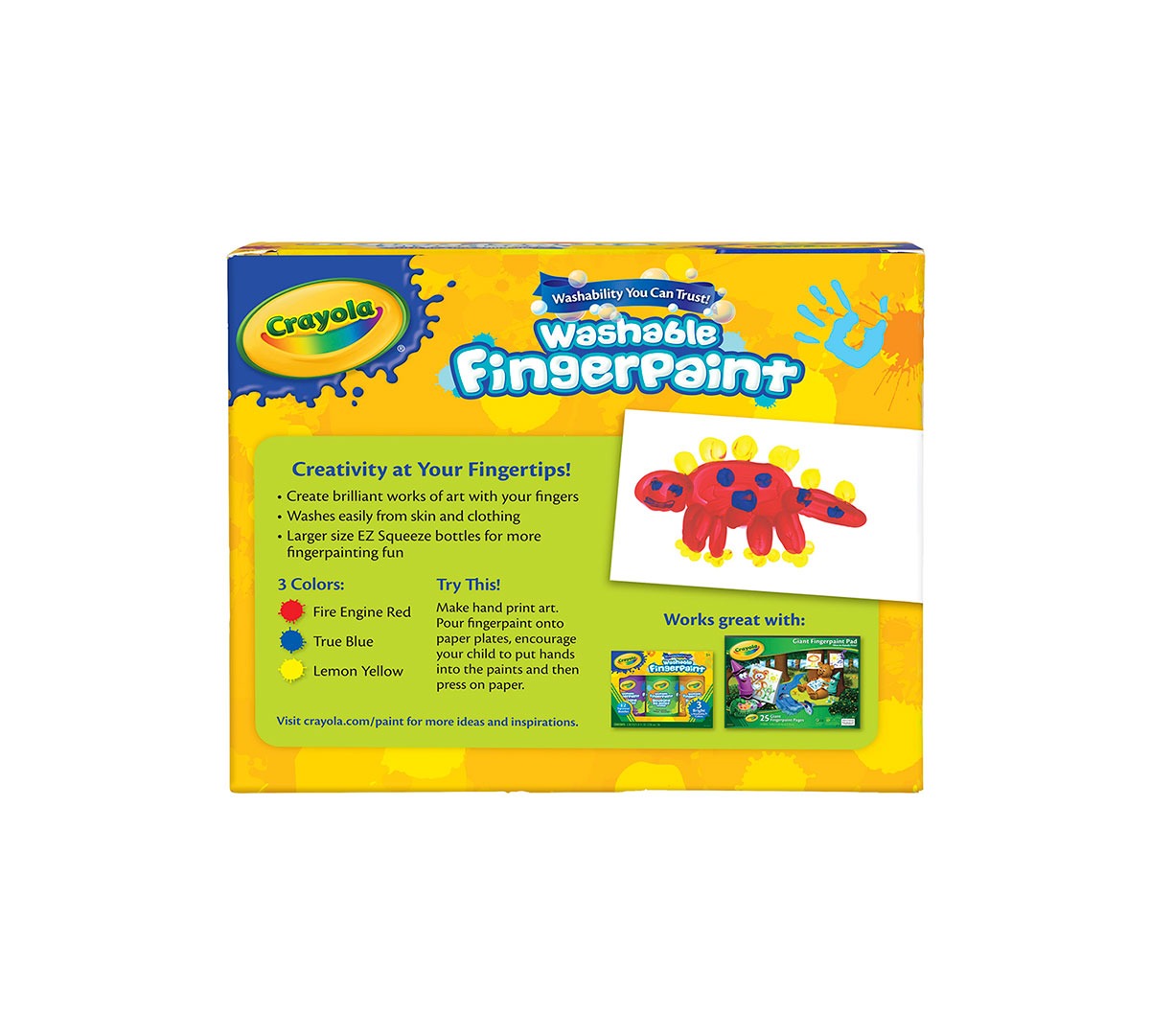 Crayola Washable Finger Paints - 3 Tubs, Primary Colors