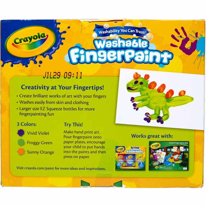 Crayola Washable Finger Paints - 3 Tubs, Secondary Colors