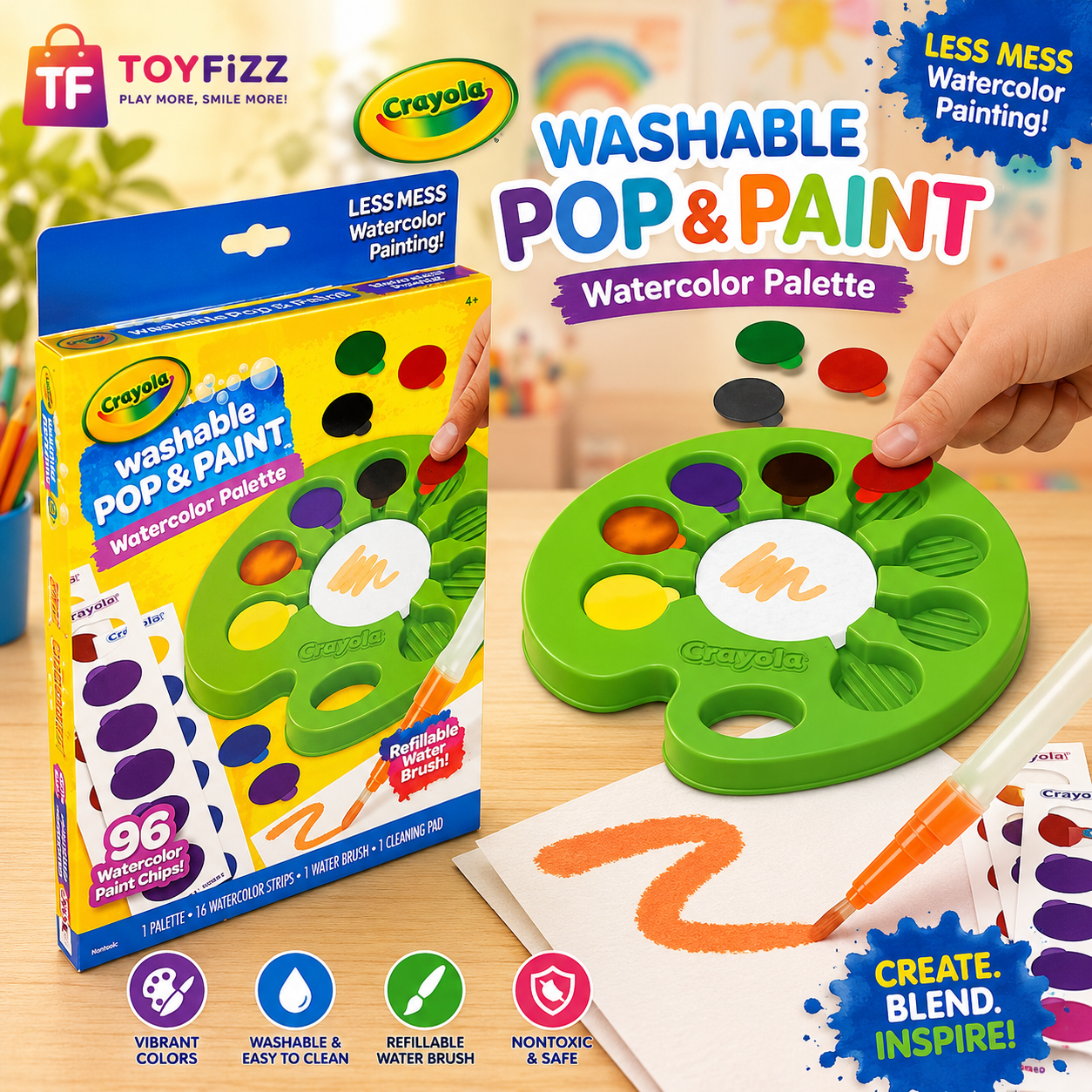 Crayola Washable Pop & Paint Watercolor Palette