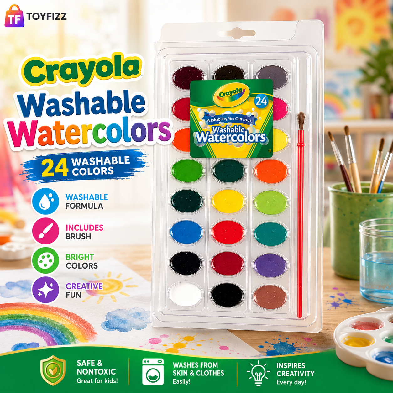 Crayola Washable Watercolors Paint Set - 24 Colors