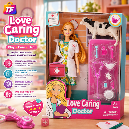 Doctor Fashion Doll with Cow Patient - 11 Inch - Age 3+