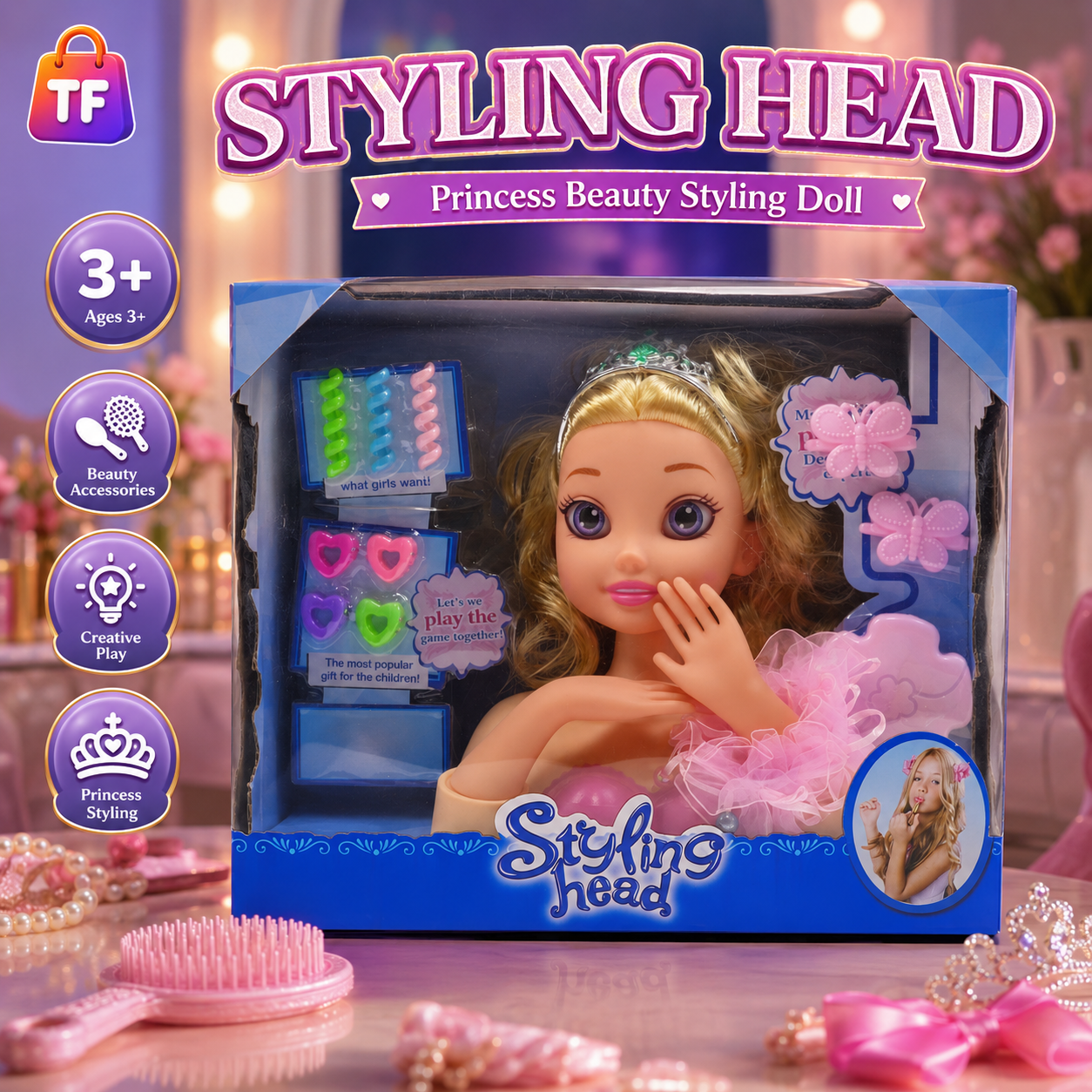 Doll Head Makeup and Hair Styling Set