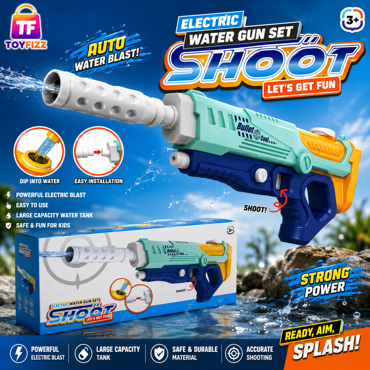 Electric Water Blaster with USB Charging - Ages 3+