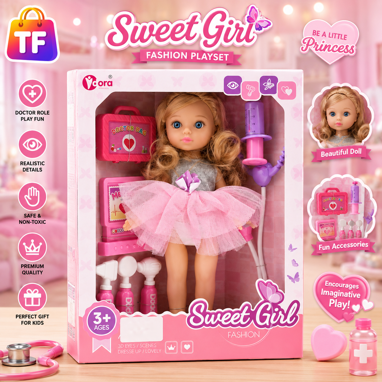 Fashion Doll with Accessories - 12 Inch - Age 3+