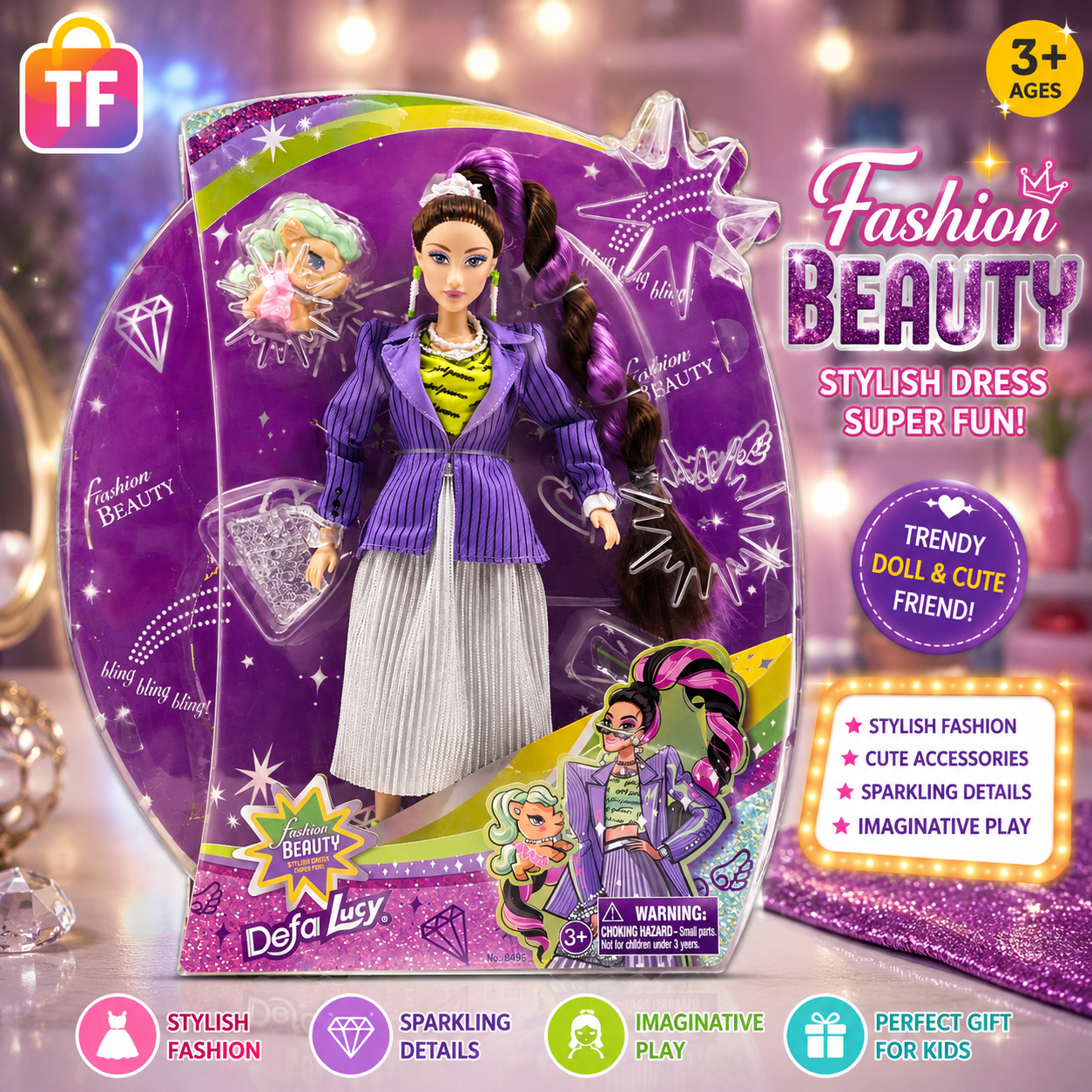Fashion Doll with Accessories - Purple