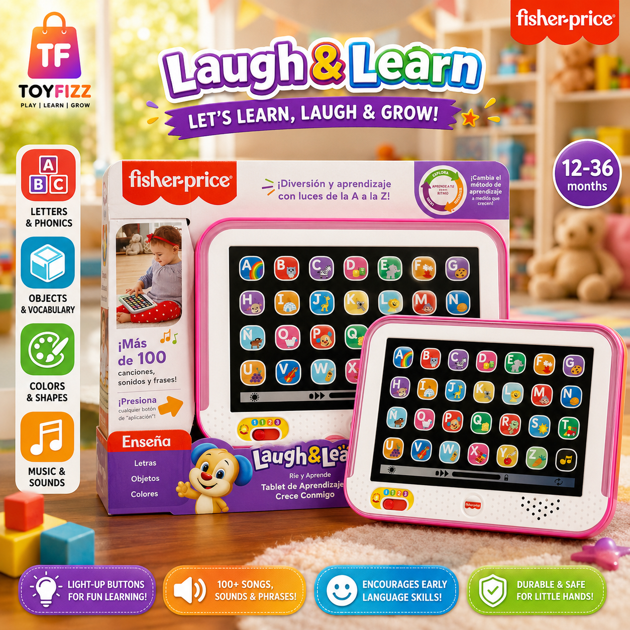 Fisher-Price Laugh & Learn Smart Stages Learning Tablet - Assorted Design - Ages 12-36Months
