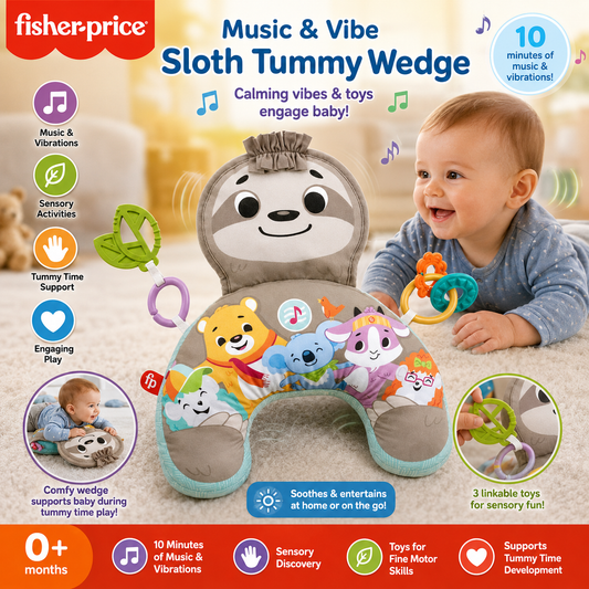 Fisher-Price Music & Vibe Sloth Tummy Wedge - Ages 0Month+