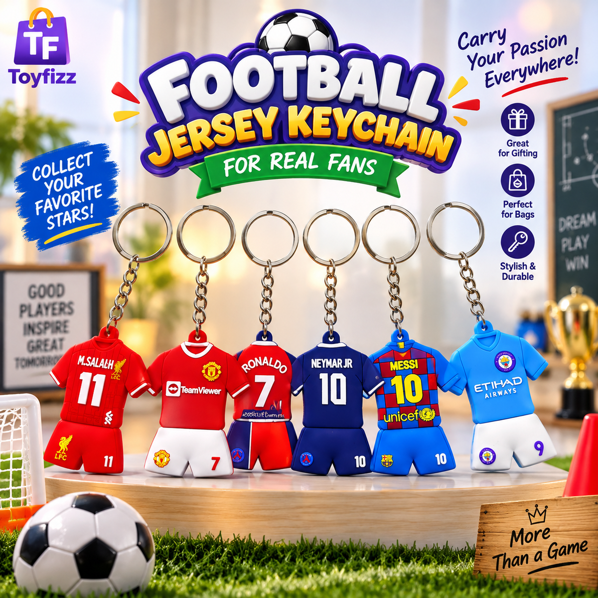 Football Player Jersey Keychain Set – Choose Any 2