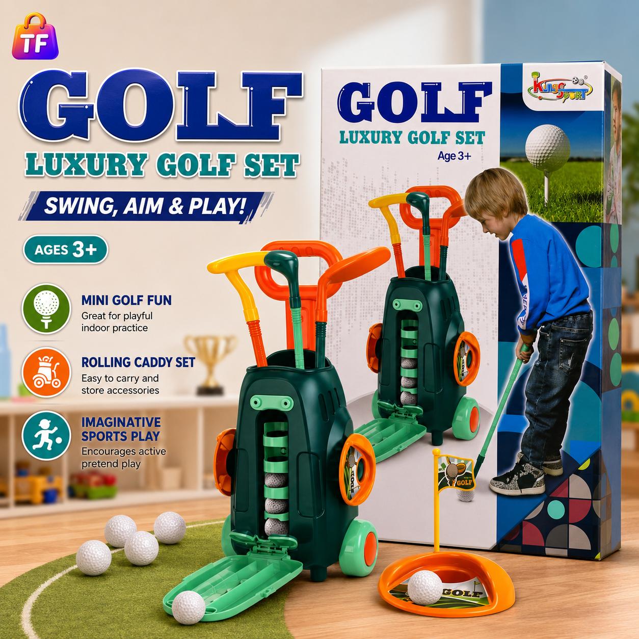 Golf Play Set with Trolley