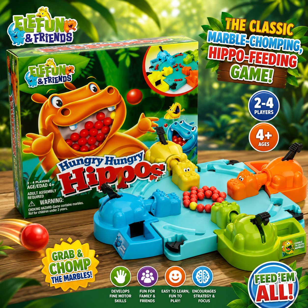 Hasbro Gaming Hungry Hippos Game - Ages 4+