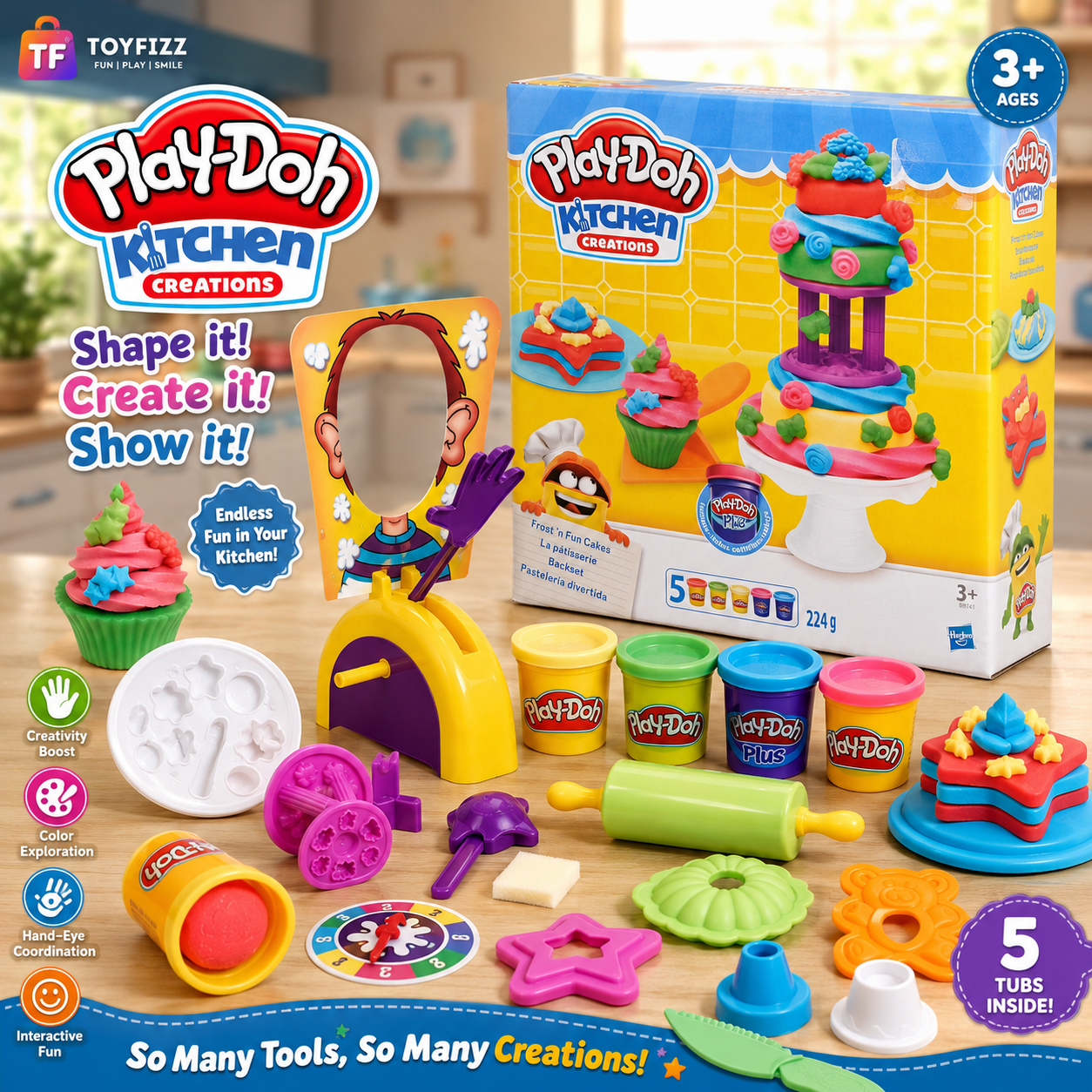 Hasbro Play-Doh Kitchen Creations Frost 'n Fun Cakes Set