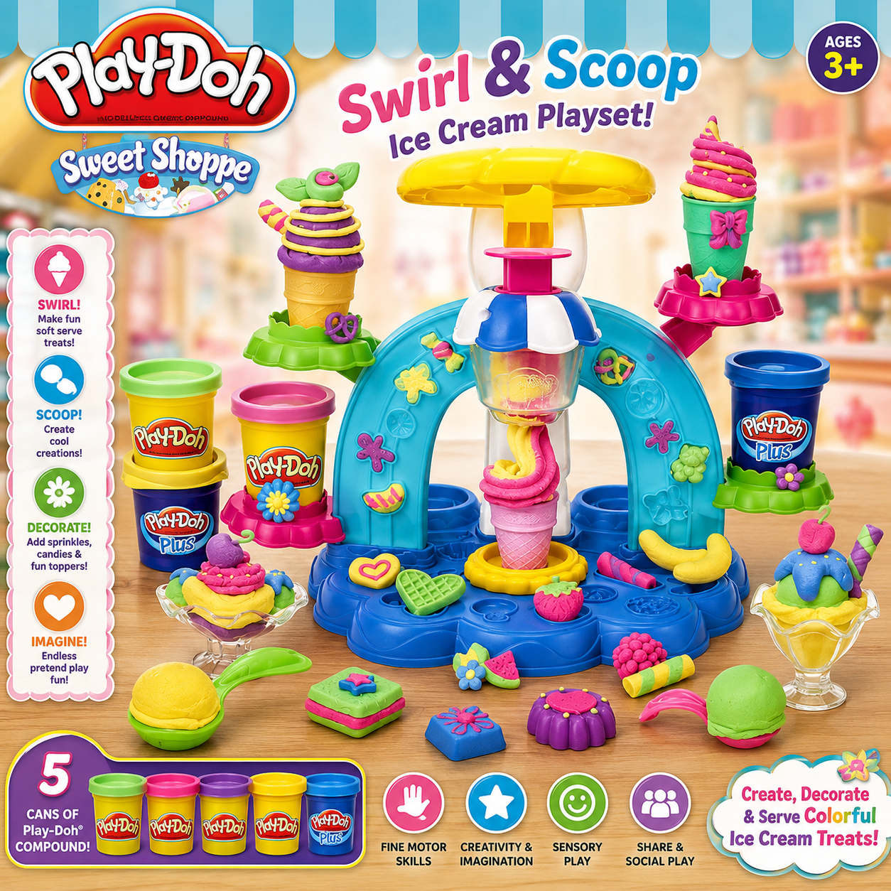 Hasbro Play-Doh Kitchen Creations Swirl 'n Scoop Ice Cream Set