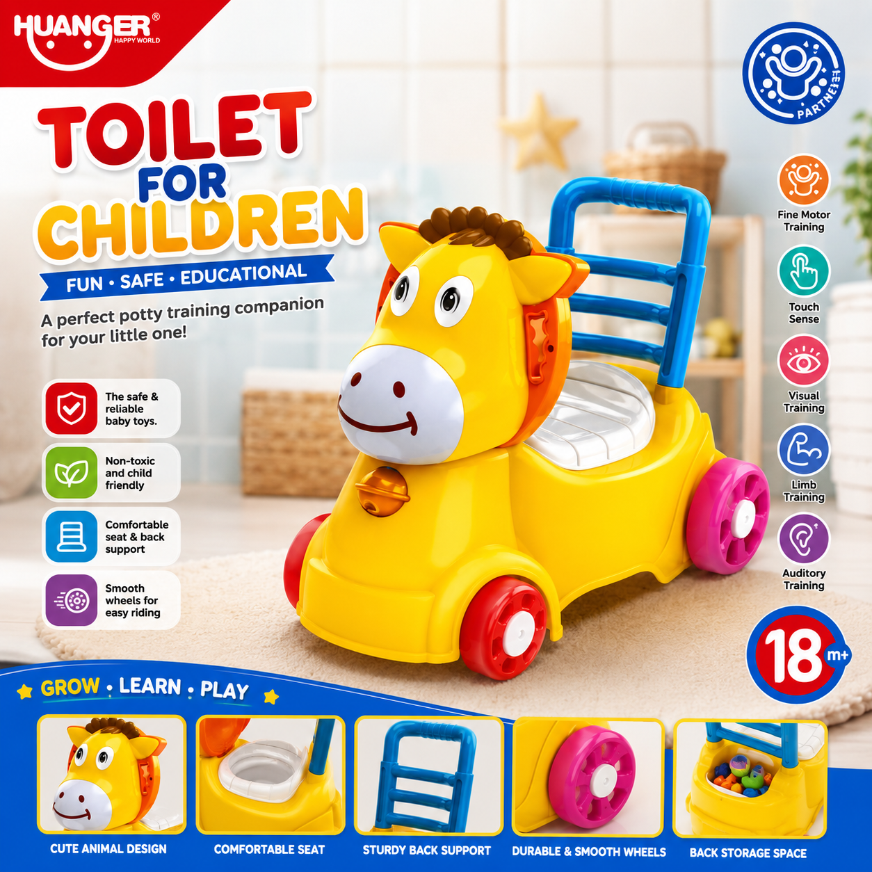 Huanger Musical Lion Ride-On Potty - Age 18M+