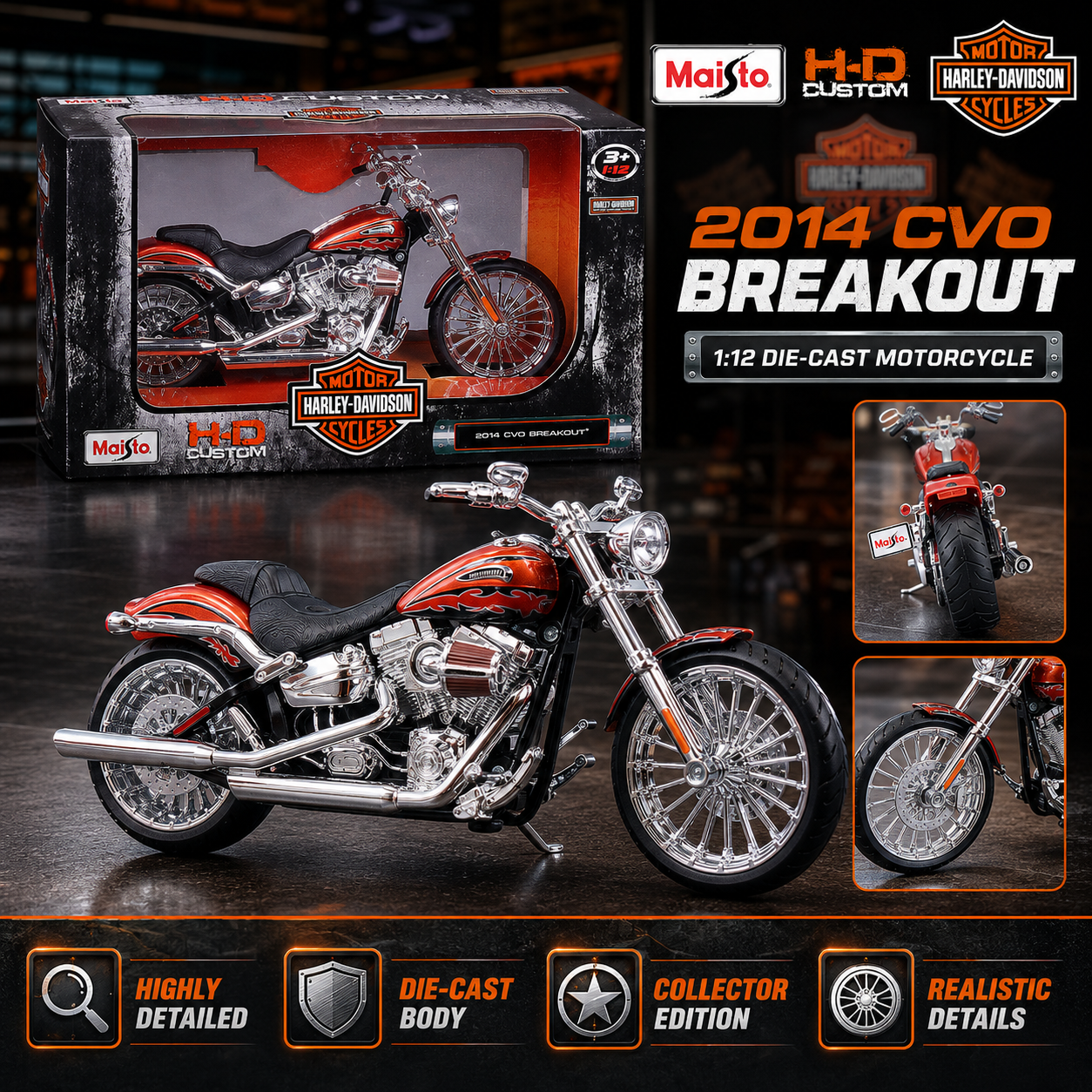 Maisto 1:12 2014 Harley-Davidson CVO Breakout Motorcycle Model