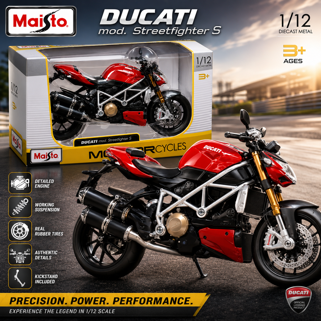 Maisto 1:12 Assorted Motorcycle Die-Cast Model