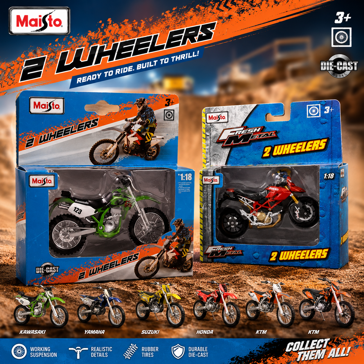 Maisto 1:18 Assorted Two-Wheeler Motorcycle Models