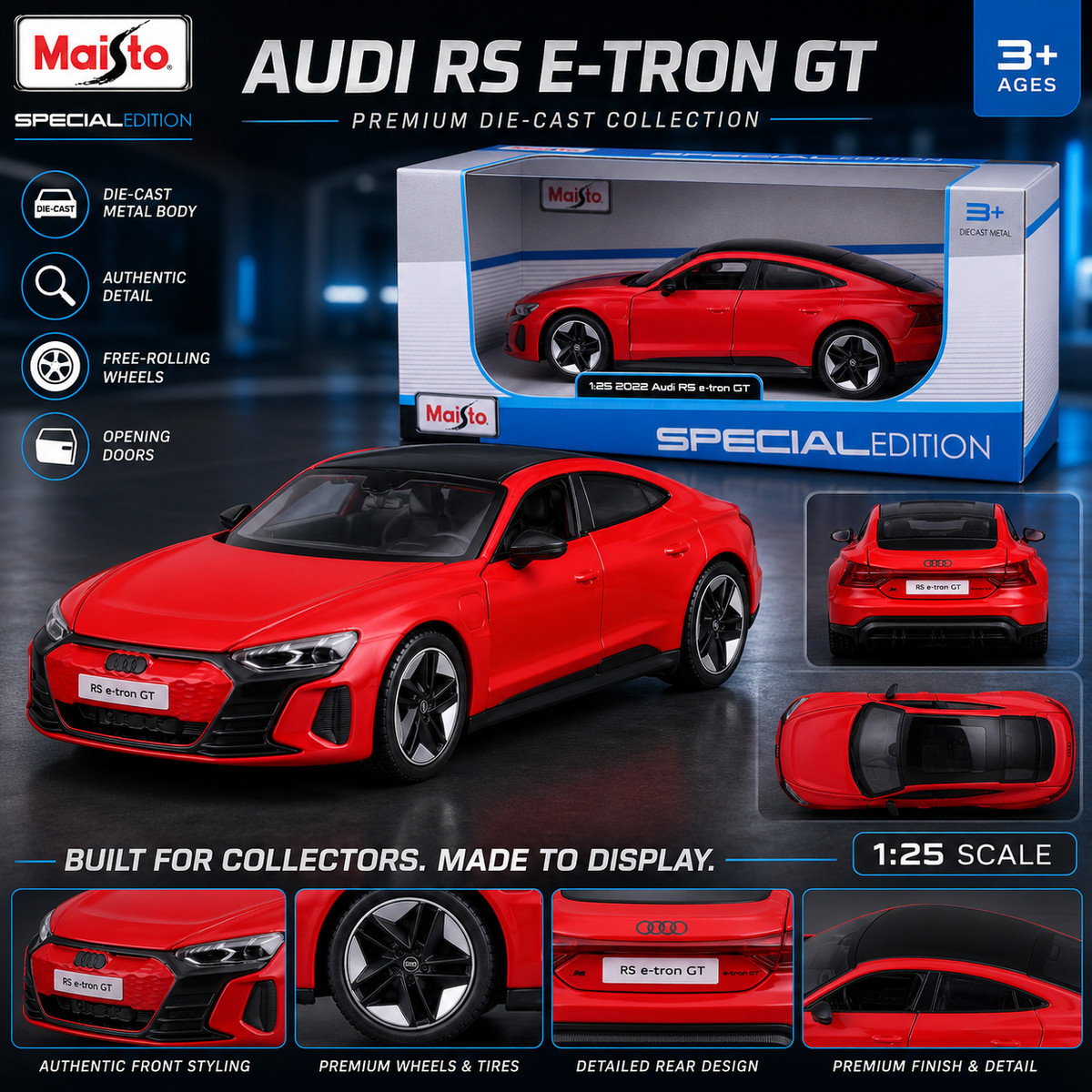 Maisto 1:24 2022 Audi RS e-tron GT Die-Cast Model Red