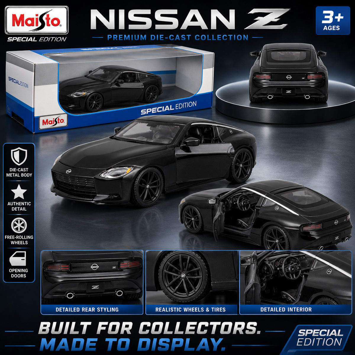 Maisto 1:24 2023 Nissan Z Die-Cast Model Black