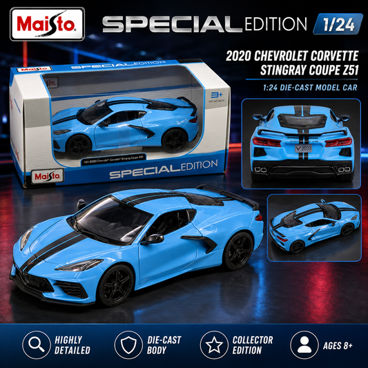 Maisto 1:24 Chevrolet Corvette Stingray Coupe Die-Cast Model Blue