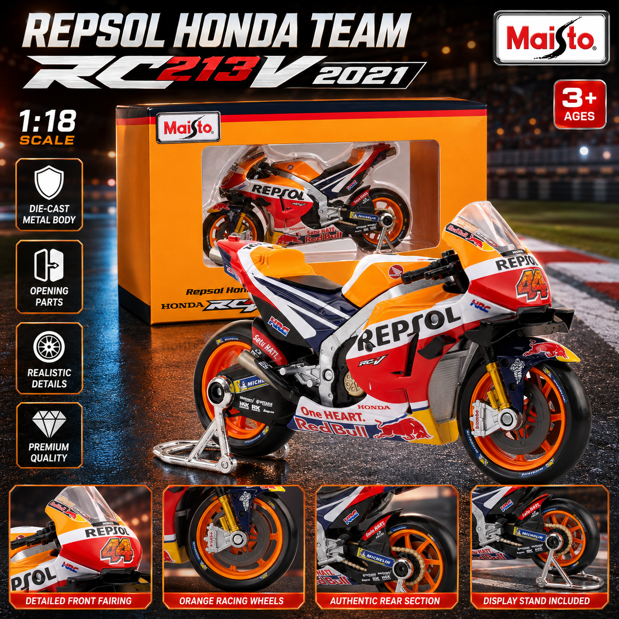 Maisto 2021 Honda RCV Racing Motorcycle Model
