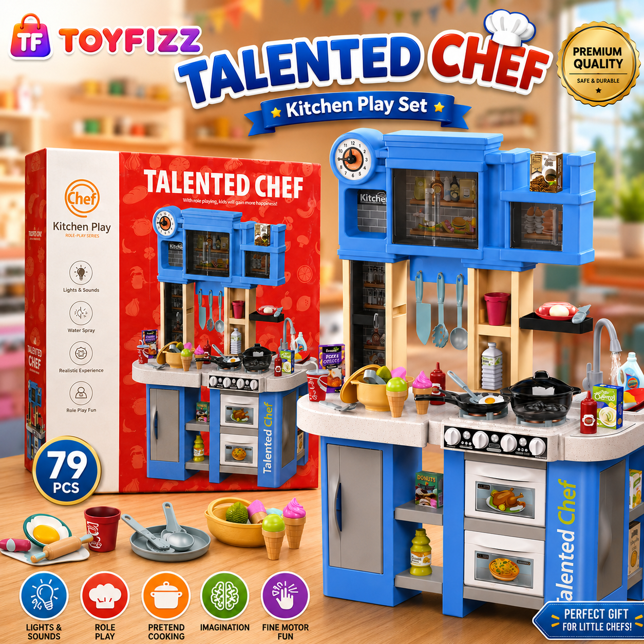 Musical Spray Kitchen Play Set - Blue