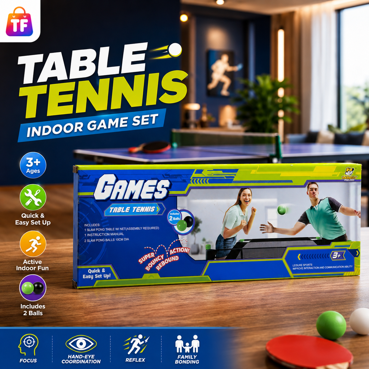 Retractable Table Tennis Game Set