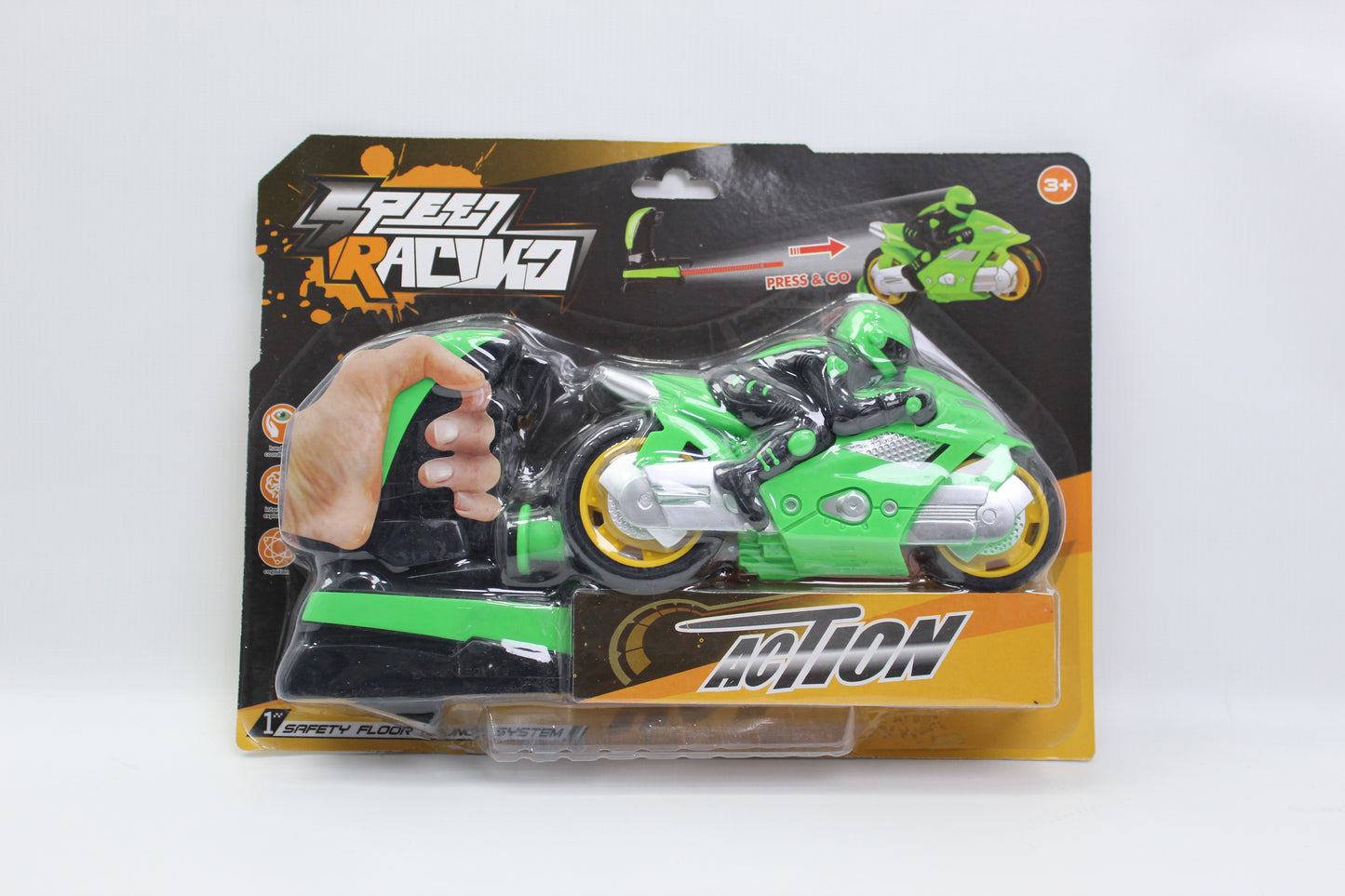 Speed Rally Press-and-Go Ejector Motorcycle - Green - Ages 3+
