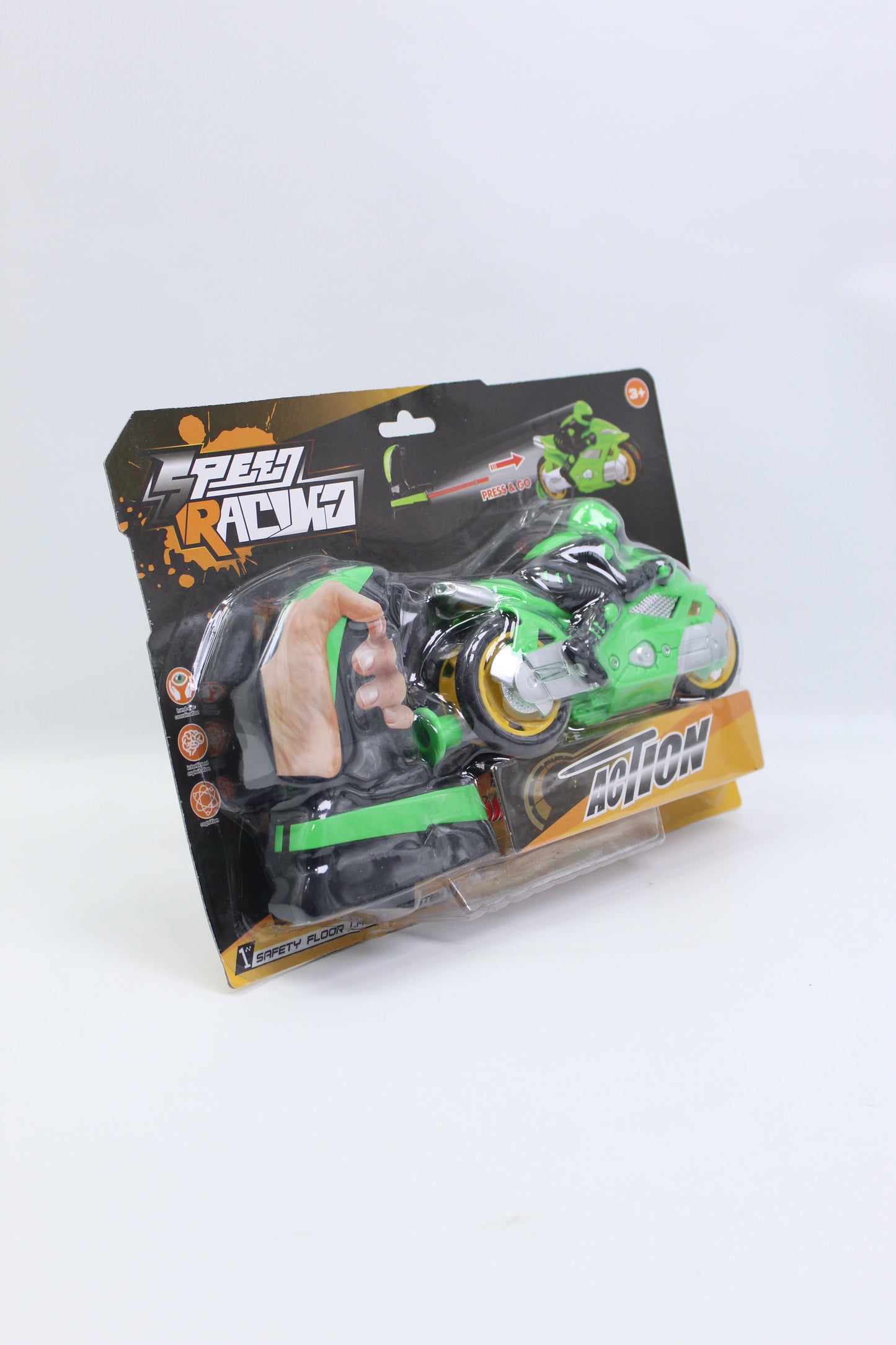 Speed Rally Press-and-Go Ejector Motorcycle - Green - Ages 3+