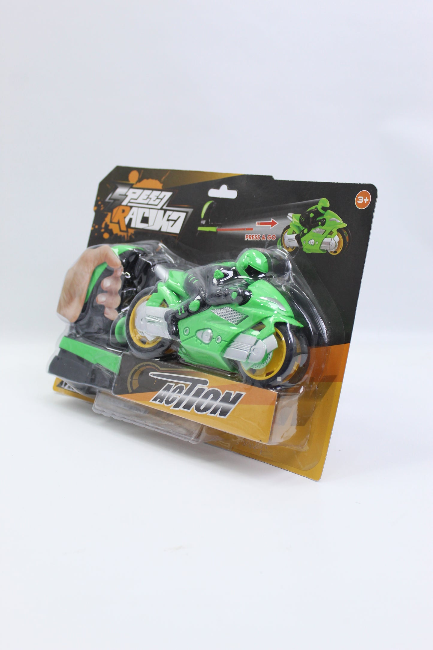 Speed Rally Press-and-Go Ejector Motorcycle - Green - Ages 3+